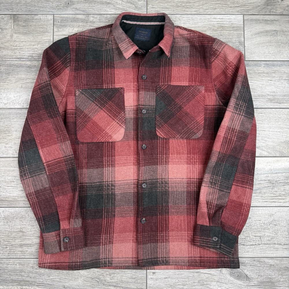 Nomad By Craft Flow Flannel Shirt Black Red Plaid Long Sleeve Button Up Mens L